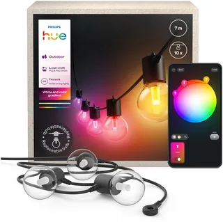 Festavia outdoor lichtsnoer met globe-lampen – 7 meter – 10 lampen de Philips Hue – photo produit 1 sur 2