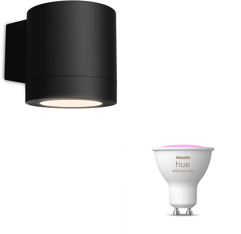 Fylx Wandlamp voor Buiten Down - Buitenlamp - GU10 - Wit en Gekleurd Licht - Hue White and Color Ambiance van Philips Hue in Zwart – productfoto