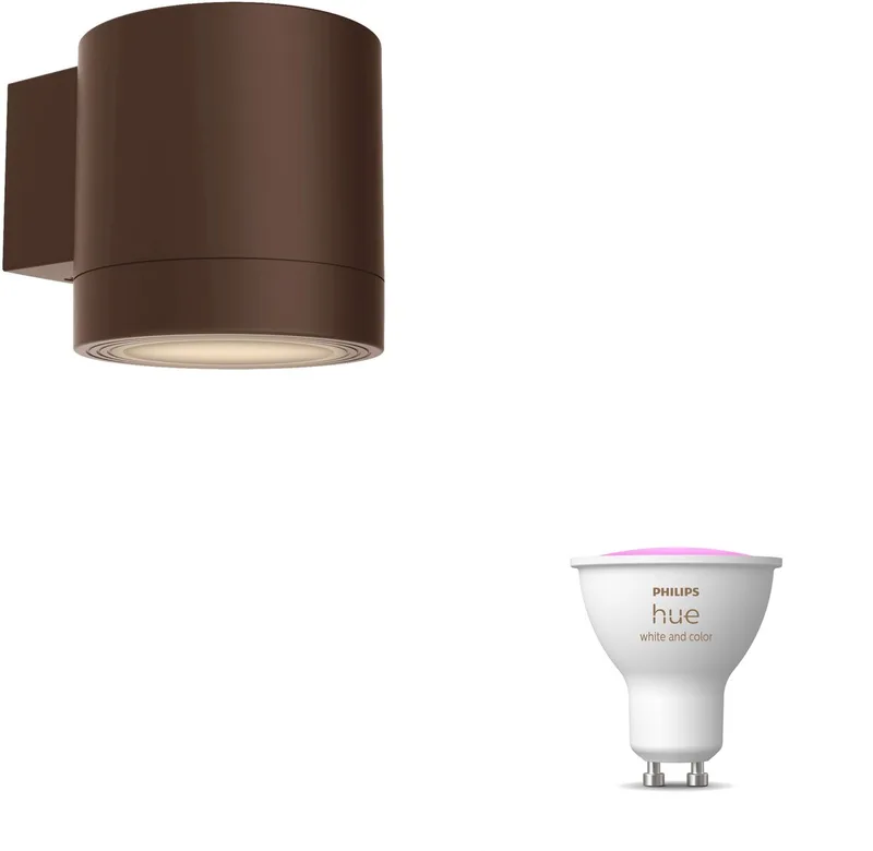 Fylx Wandlamp voor Buiten Down - Buitenlamp - GU10 - Wit en Gekleurd Licht - Hue White and Color Ambiance de Philips Hue en Marron – photo produit