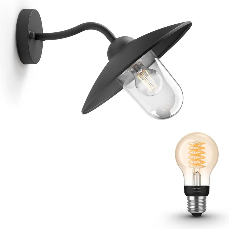 Hammock Wandlamp voor Buiten - Buitenlamp - E27 - Warmwit Licht - Hue White Filament by Philips Hue in Black – product photo