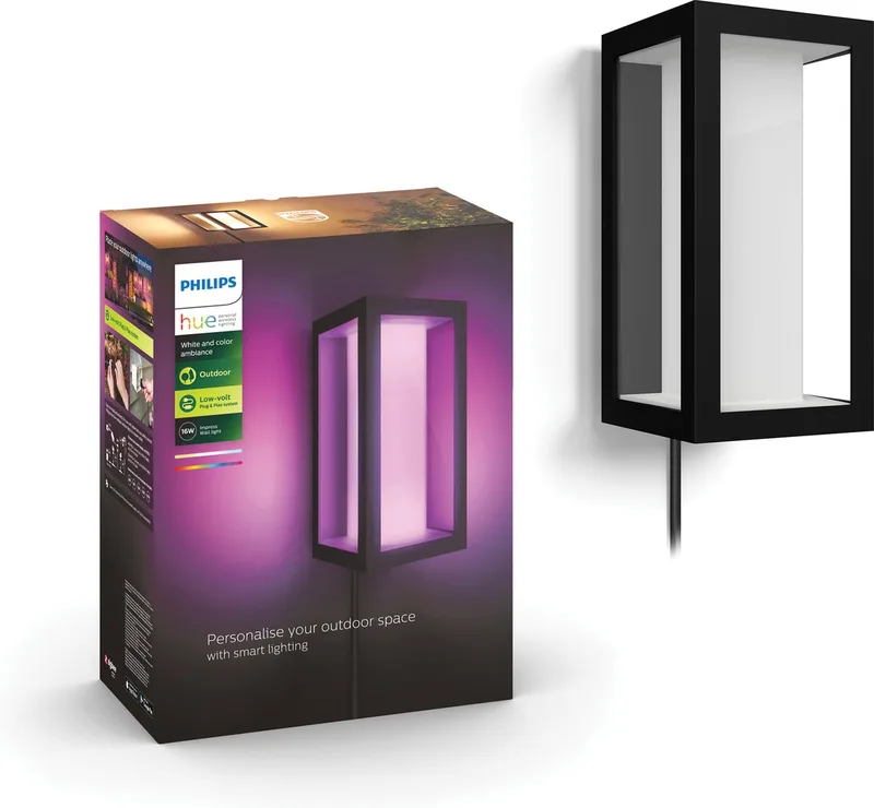 Impress muurlamp - wit en gekleurd licht - LowVolt by Philips Hue in Black – product photo