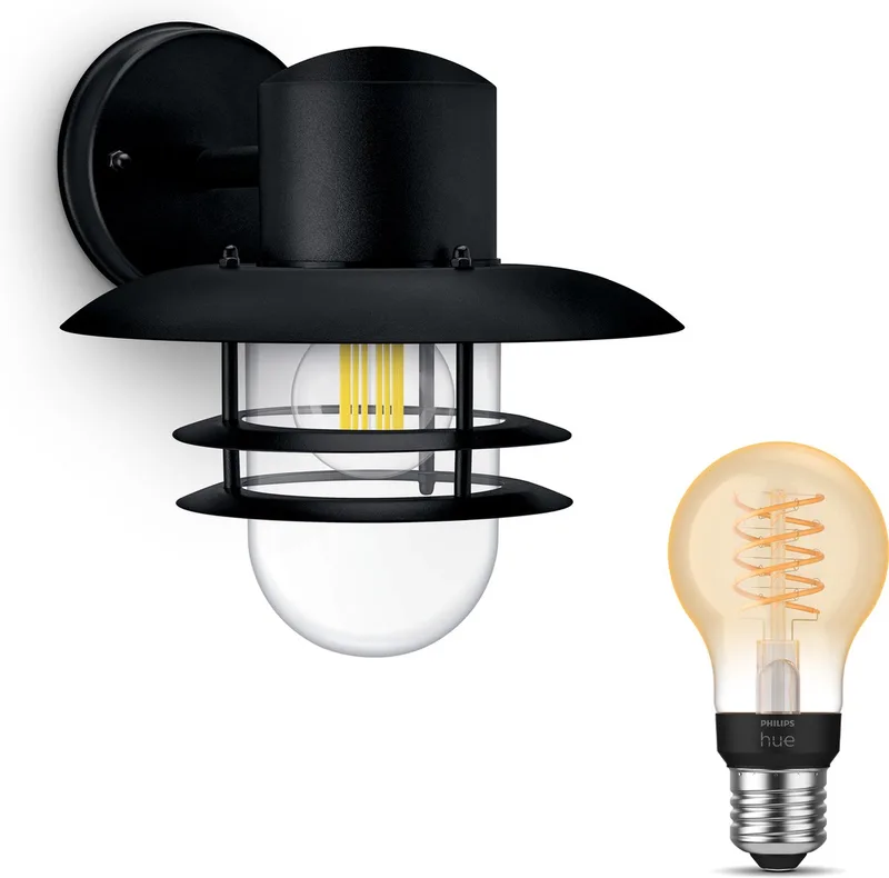Inyma Wandlamp voor Buiten Neerwarts - Buitenlamp - E27 - Warmwit Licht - Hue White Filament by Philips Hue in Black – product photo