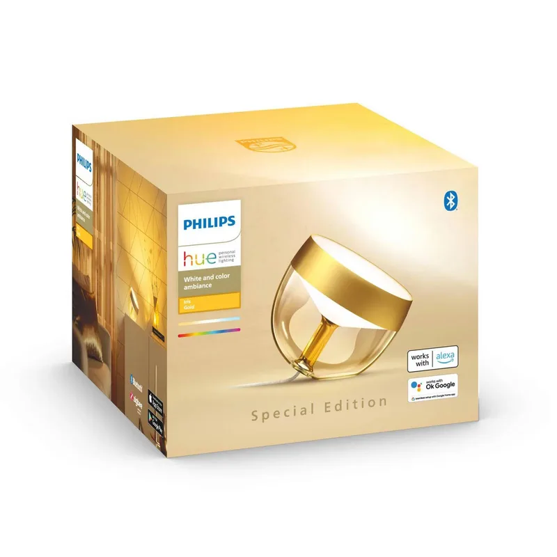 Iris WACA LED tafellamp, goud van Philips Hue in Goud, Transparant – productfoto 1 van 5