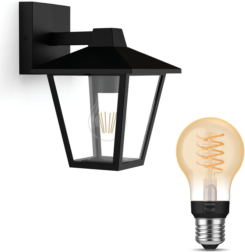 Kinno Wandlamp voor Buiten Down - Buitenlamp - E27 - Warmwit Licht - Hue White Filament de Philips Hue en Noir – photo produit