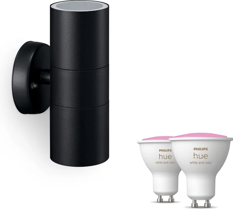 Kylis Wandlamp voor Buiten Up & Down - Buitenlamp - GU10 - Wit en Gekleurd Licht - Hue White and Color Ambiance de Philips Hue en Noir – photo produit