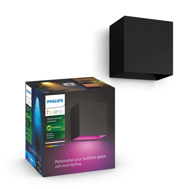 LED buiten wandlamp Resonate, RGBW, IP44 by Philips Hue in Black – product photo 2 of 5
