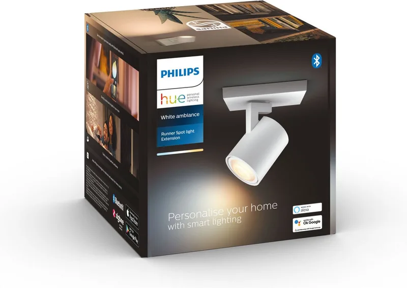 LED Deckenspot White Ambiance Runner 1er Aufbauspot, Abschaltautomatik, Bluetooth, CCT - über Fernbedienung, Dimmfunktion, Einschlafhilfe, Farbsteuerung, Farbwechsel, Memory, nach Trennung vom Netz, Nachtlichtfunktion, Smart Home, Timerfunktion, Weckerfunktion, dimmbar über Fernbedienung van Philips Hue in Wit – productfoto 5 van 5