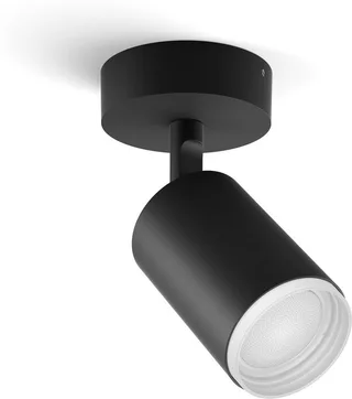 LED Deckenspot White & Color Ambiance Fugato 1er Aufbauspot, Abschaltautomatik, Bluetooth, CCT - über Fernbedienung, Dimmfunktion, Einschlafhilfe, Farbsteuerung, Farbwechsel, Memory, nach Trennung vom Netz, Nachtlichtfunktion, RGB, Smart Home, Timerfunktion, Weckerfunktion, dimmbar über de Philips Hue en Noir – photo produit 3 sur 5