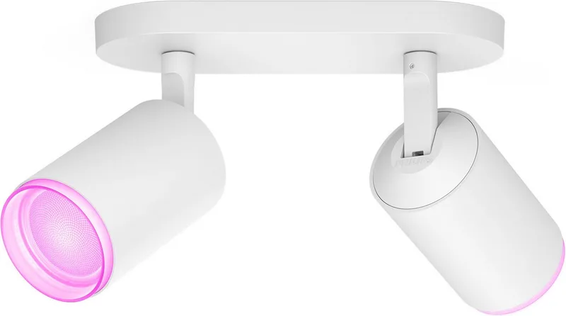 LED Deckenspot White & Color Ambiance Fugato 2er Aufbauspot, Abschaltautomatik, Bluetooth, CCT - über Fernbedienung, Dimmfunktion, Einschlafhilfe, Farbsteuerung, Farbwechsel, Memory, nach Trennung vom Netz, Nachtlichtfunktion, RGB, Smart Home, Timerfunktion, Weckerfunktion, dimmbar über de Philips Hue en Blanc – photo produit 1 sur 5