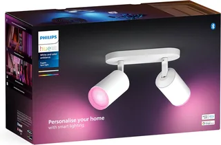 LED Deckenspot White & Color Ambiance Fugato 2er Aufbauspot, Abschaltautomatik, Bluetooth, CCT - über Fernbedienung, Dimmfunktion, Einschlafhilfe, Farbsteuerung, Farbwechsel, Memory, nach Trennung vom Netz, Nachtlichtfunktion, RGB, Smart Home, Timerfunktion, Weckerfunktion, dimmbar über de Philips Hue en Blanc – photo produit 4 sur 5