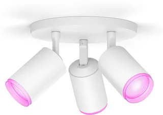 LED Deckenspot White & Color Ambiance Fugato 3er Aufbauspot, Abschaltautomatik, Bluetooth, CCT - über Fernbedienung, Dimmfunktion, Einschlafhilfe, Farbsteuerung, Farbwechsel, Memory, nach Trennung vom Netz, Nachtlichtfunktion, RGB, Smart Home, Timerfunktion, Weckerfunktion, dimmbar über de Philips Hue en Blanc – photo produit 1 sur 5