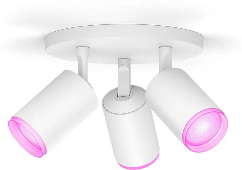 LED Deckenspot White & Color Ambiance Fugato 3er Aufbauspot, Abschaltautomatik, Bluetooth, CCT - über Fernbedienung, Dimmfunktion, Einschlafhilfe, Farbsteuerung, Farbwechsel, Memory, nach Trennung vom Netz, Nachtlichtfunktion, RGB, Smart Home, Timerfunktion, Weckerfunktion, dimmbar über de Philips Hue en Blanc – photo produit 1 sur 5