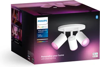 LED Deckenspot White & Color Ambiance Fugato 3er Aufbauspot, Abschaltautomatik, Bluetooth, CCT - über Fernbedienung, Dimmfunktion, Einschlafhilfe, Farbsteuerung, Farbwechsel, Memory, nach Trennung vom Netz, Nachtlichtfunktion, RGB, Smart Home, Timerfunktion, Weckerfunktion, dimmbar über de Philips Hue en Blanc – photo produit 4 sur 5