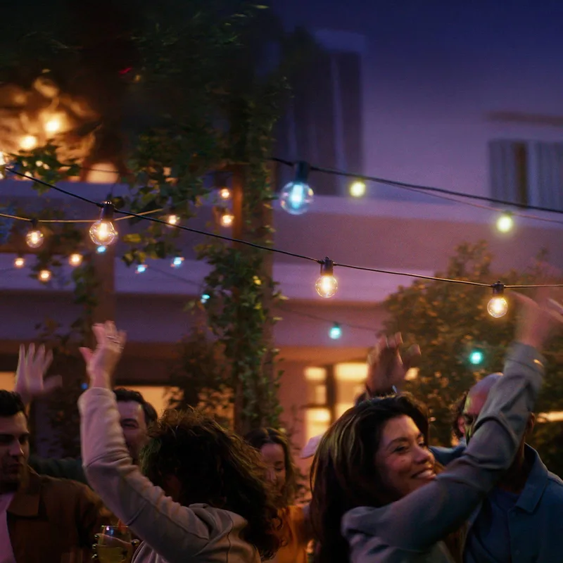 LED lichtketting Festavia Globe 14 m 20 lampjes IP65 van Philips Hue in Zwart, Helder – productfoto 1 van 5