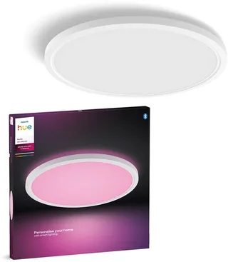 LED Panel White & Color Ambiance Devote Panelleuchte rund, 43 cm, Abschaltautomatik, Bluetooth, CCT - über Fernbedienung, Dimmfunktion, Farbsteuerung, Farbwechsel, Leuchtdauer einstellbar, Memoryfunktion, Nachtlichtfunktion, RGB, Smart Home, Timerfunktion, dimmbar über Fernbedienung, erw de Philips Hue en Blanc – photo produit 1 sur 5