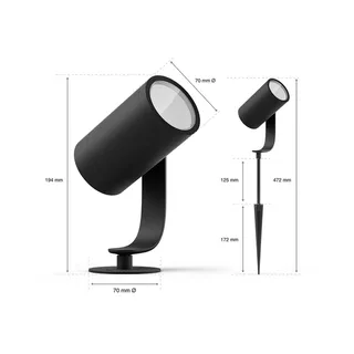 LED spot Lily, set van 3, bridge, RGB, CCT, IP65 från Philips Hue i Svart – produktbild 5 av 5