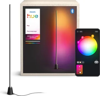 LED Stehlampe Play Stehleuchte, 135 cm, RGBW, Weiß & Farbverläufe, smartes Licht, Abschaltautomatik, Bluetooth, CCT - über Fernbedienung, Dimmer, Dimmfunktion, Farbsteuerung, Farbwechsel, Leuchtdauer einstellbar, Memoryfunktion, Nachtlichtfunktion, RGB, Smart Home, Timerfunktion, Weckerf de Philips Hue en Noir – photo produit 1 sur 5
