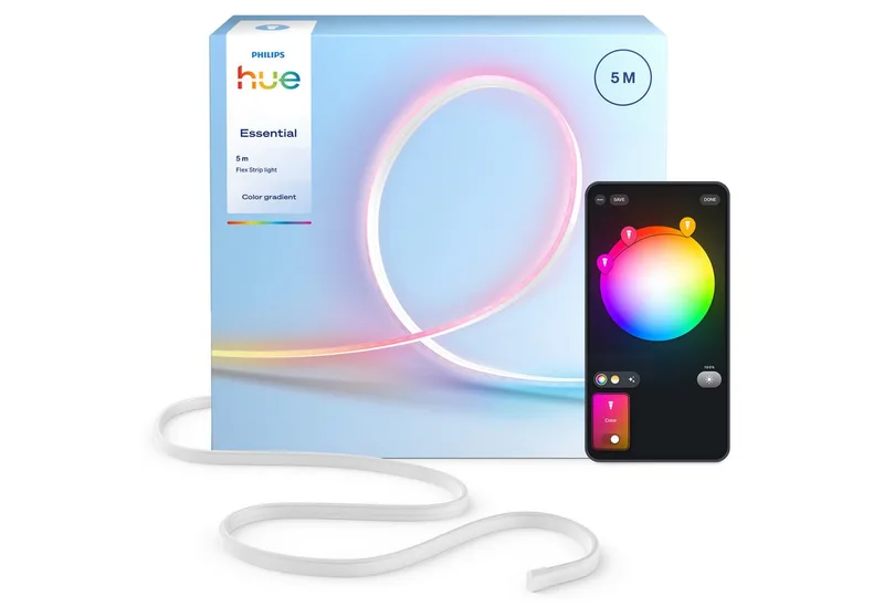 LED-Streifen Essential Flex Gradient LED-Streifen RGBIC farbfähig, lebendige Farben, flexible Innenbeleuchtung, komp. mit gängigen Smart-Home-Assistenten van Philips Hue in Wit – productfoto 1 van 5