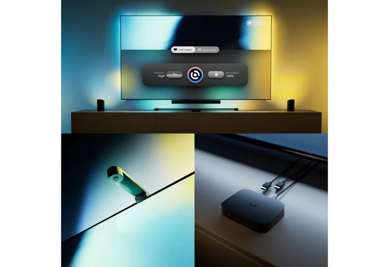 LED-Streifen Play Gradient Lightstrip Pro wahlweise für 65/85/100 Zoll TV, Zuschneidbar, RGBWWIC, weiche Farbverläufe, TV-Synchronisation de Philips Hue en Noir – photo produit 3 sur 5