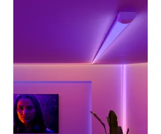 LED Stripe OmniGlow Gradient Premium Lightstrip, Gradient Farbverläufe, App-/Sprachsteuerung, zuschneidbar, Diffusor fra Philips Hue i Hvid – produktbillede 4 af 5