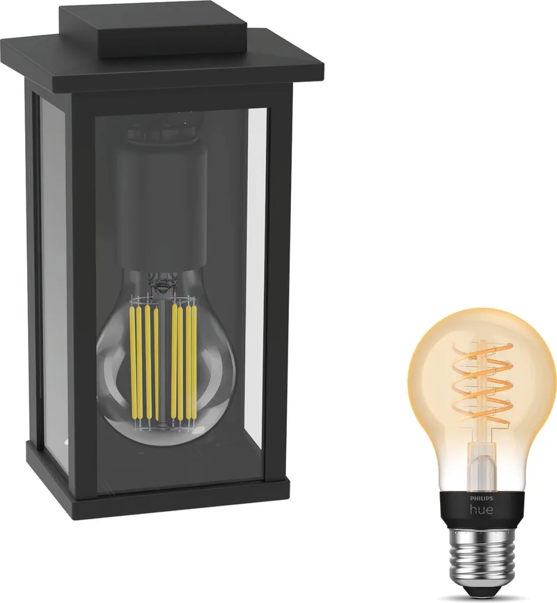 Mirth Wandlamp voor Buiten - Buitenlamp - E27 - Warmwit Licht - Hue White Filament by Philips Hue in Black – product photo
