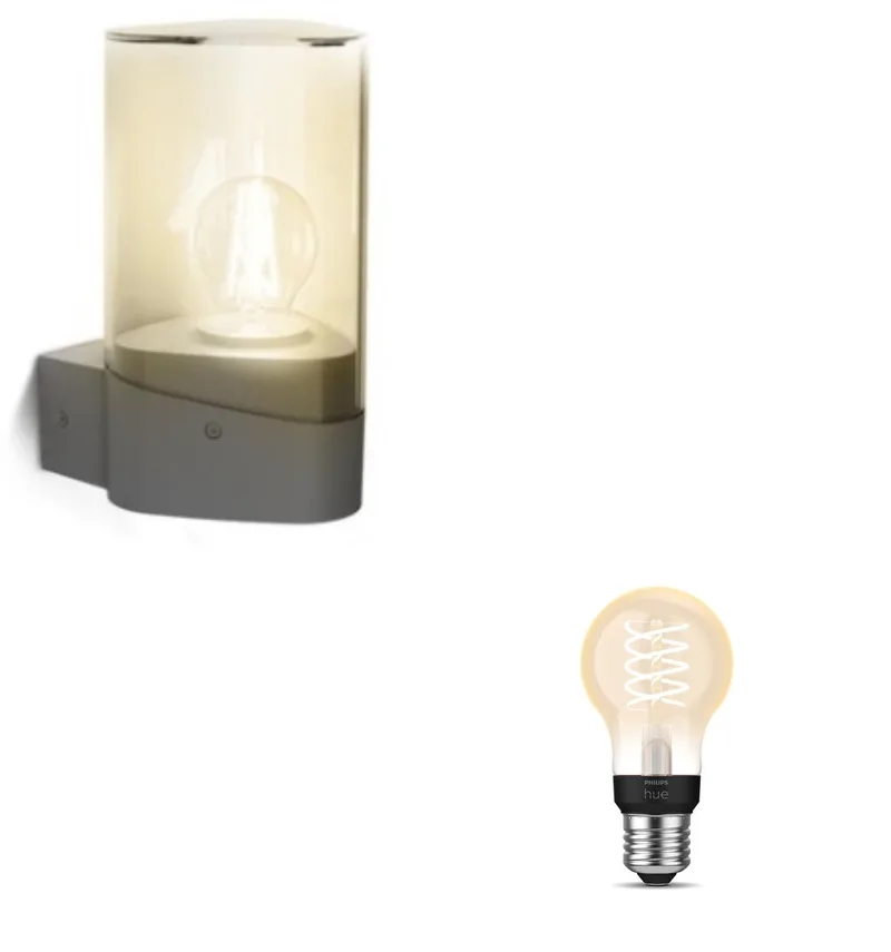 Nayl Wandlamp voor Buiten Up - Buitenlamp - E27 - Warmwit Licht - Hue White Filament de Philips Hue en Anthracite – photo produit
