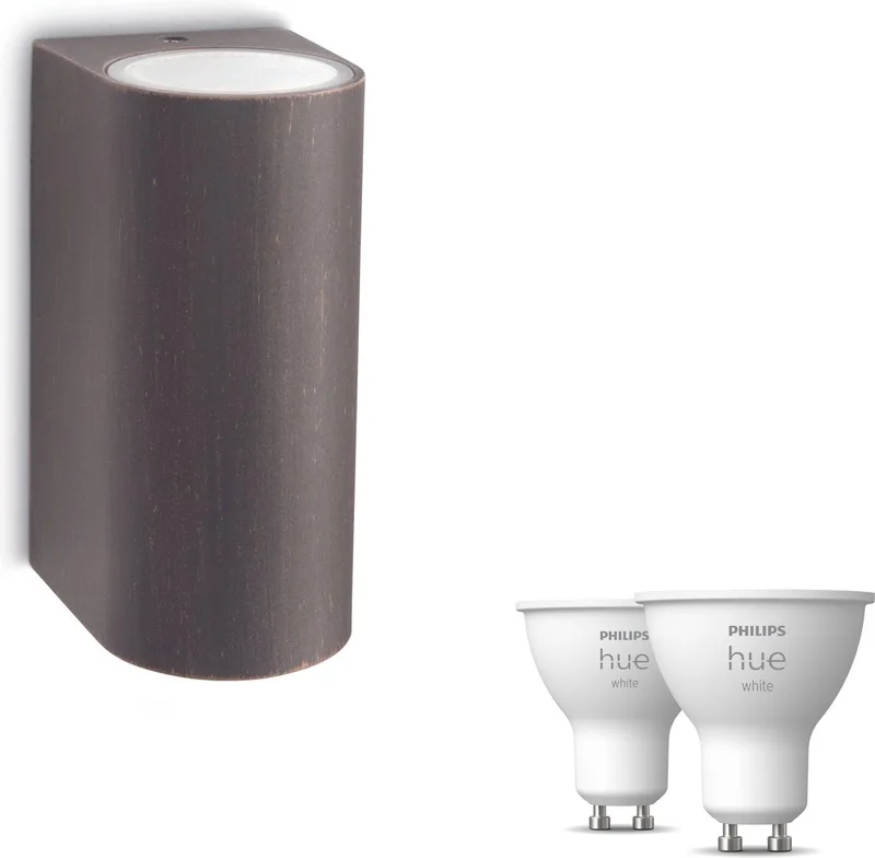 Nightingale Wandlamp voor Buiten Up & Down - Buitenlamp - GU10 - Warmwit Licht - Hue White från Philips Hue i Roestbruin – produktbild
