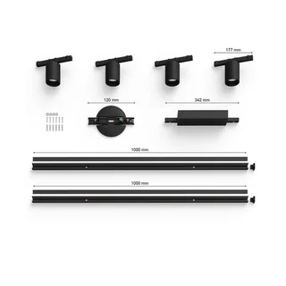 Perifo railsystem 4x spots zwart van Philips Hue – productfoto 5 van 5
