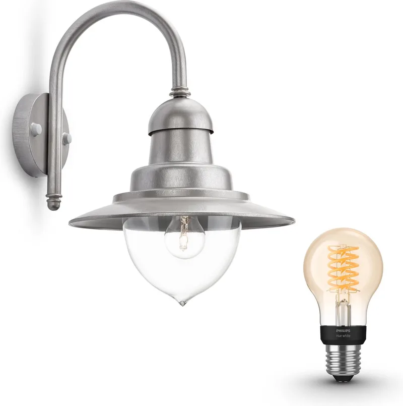 Raindrop Wandlamp voor Buiten - Buitenlamp - E27 - Warmwit Licht - Hue White Filament van Philips Hue in Zink – productfoto
