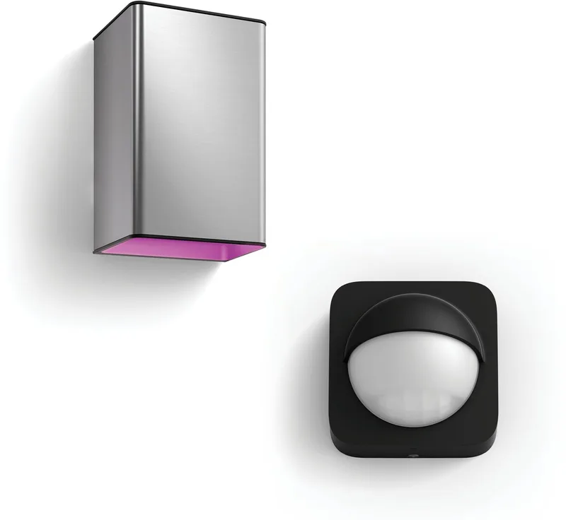 Resonate Wandlamp voor Buiten Up & Down (Roestvrij Staal) - Wit en Gekleurd Licht - Incl. Hue Bewegingssensor voor Buiten - Hue White and Color Ambiance by Philips Hue in Light grey – product photo