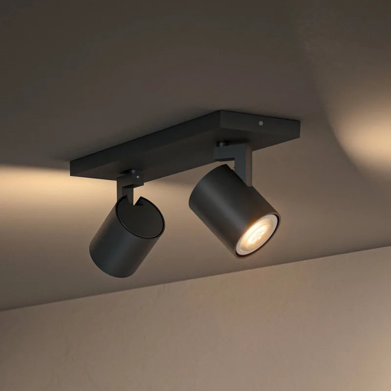 Runner LED spot, 2-lamps, dimschakelaar de Philips Hue en Noir – photo produit 1 sur 4
