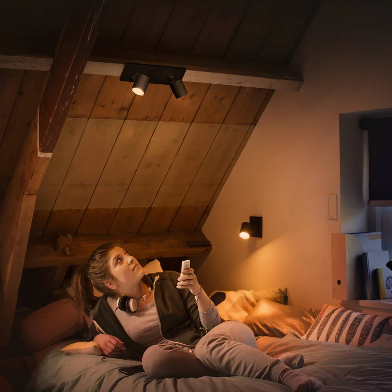 Runner LED spot, 2-lamps, dimschakelaar de Philips Hue en Noir – photo produit 3 sur 4