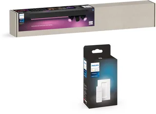 Smarte LED-Leuchte Bundle White & Color Ambiance Centris 3er Spot Abschaltautomatik, Bluetooth, CCT - über Fernbedienung, Dimmer, Dimmfunktion, Farbsteuerung, Farbwechsel, Fernbedienung, Infrarot inkl., Leuchtdauer einstellbar, Memoryfunktion, Nachtlichtfunktion, RGB, Smart Home by Philips Hue in Black – product photo 1 of 5