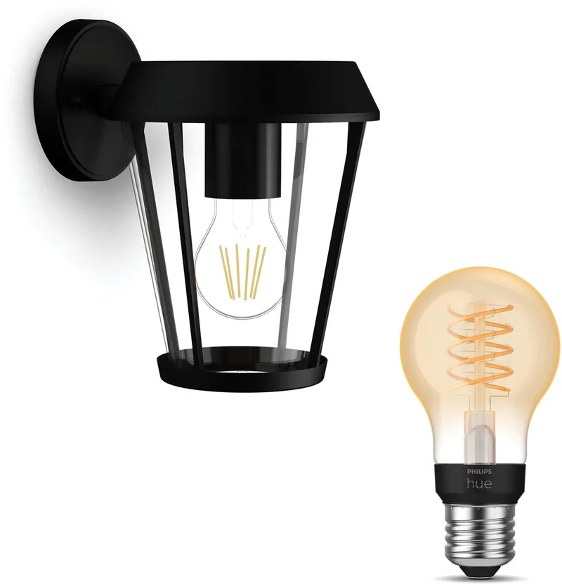 Sunera Wandlamp voor Buiten Down - Buitenlamp - E27 - Warmwit Licht - Hue White Filament von Philips Hue in Schwarz – Produktfoto