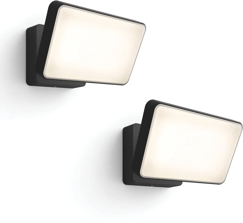 Welcome Set van 2 Verstralers (Zwart) - Buitenlamp - Warmwit Licht - Hue White by Philips Hue in White – product photo