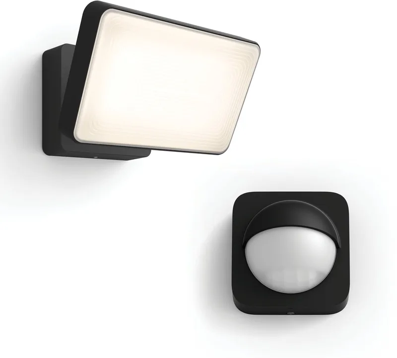 Welcome Verstraler (Zwart) - Buitenlamp met Bewegingssensor - Warmwit Licht - Incl. Hue Bewegingssensor voor Buiten - Hue White van Philips Hue in Wit – productfoto
