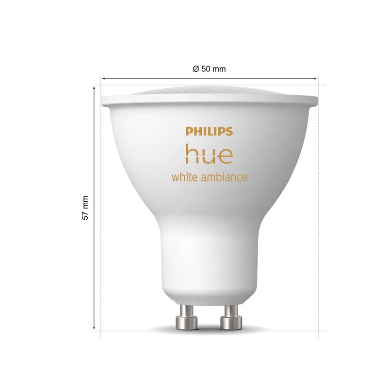 White Ambiance GU10 4,2 W reflectorlamp, set van 3 van Philips Hue – productfoto 1 van 3