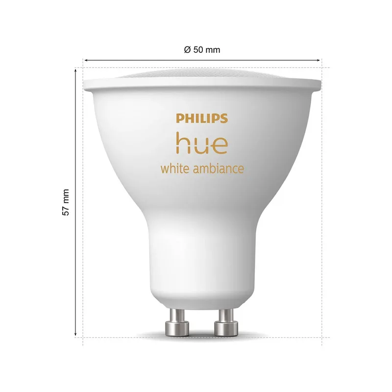 White Ambiance LED-reflectorlamp GU10 4,2 W, set van 2 van Philips Hue – productfoto 1 van 2