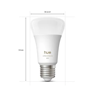 White Ambiance Smart E27 LED, 6 W, 810 lm, CCT, set van 2 de Philips Hue – photo produit 3 sur 5