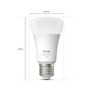 White Ambiance Smart E27 LED, 8,1 W, 1100 lm, CCT fra Philips Hue – produktbillede 3 af 5