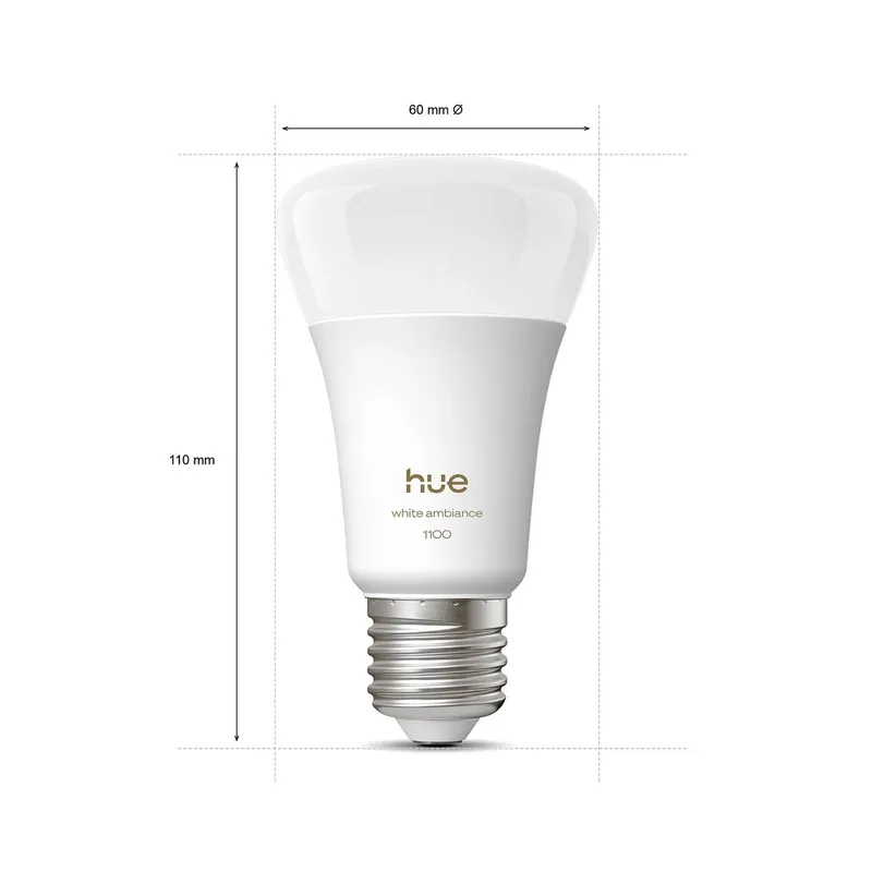 White Ambiance Smart E27 LED, 8,1 W, 1100 lm, CCT fra Philips Hue – produktbillede 3 af 5
