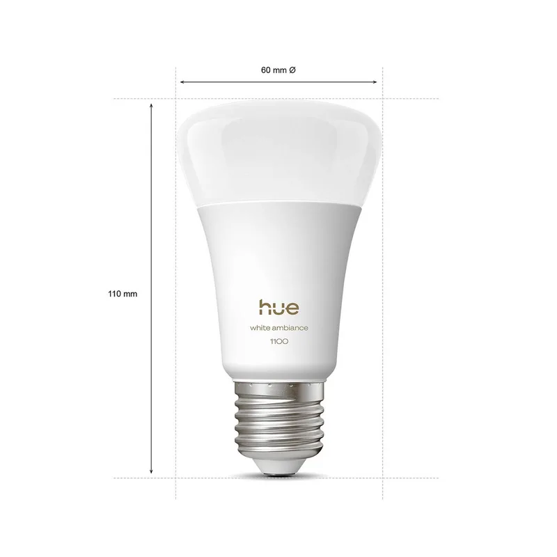 White Ambiance Smart E27 LED 8,1 W 1100 lm CCT, set van 2 by Philips Hue – product photo 3 of 5