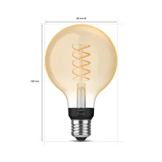 White filament lamp Globe G93 E27 7,2W van Philips Hue – productfoto 5 van 5