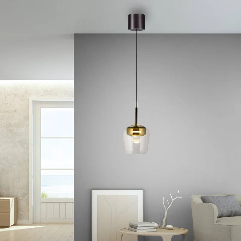 Paul Neuhaus Hänglampa Q-Kon guldfärgad Ø 21 cm från Q-Smart-Home i Guld, Helder – produktbild 2 av 5