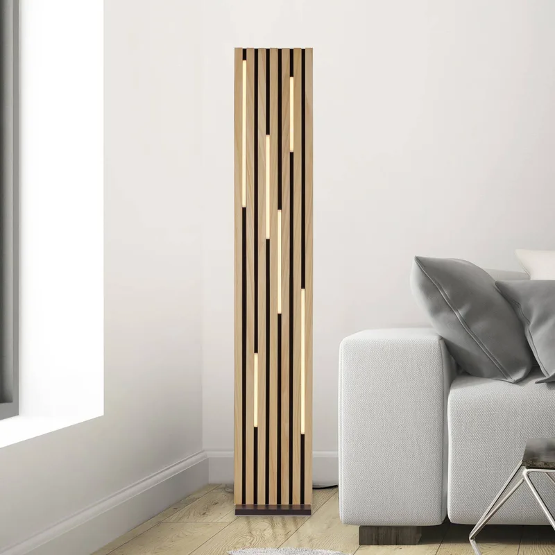 Paul Neuhaus LED-gulvlampe Q-Acoustic træ højde 162 cm fra Q-Smart-Home i Licht hout, Sort – produktbillede 1 af 5