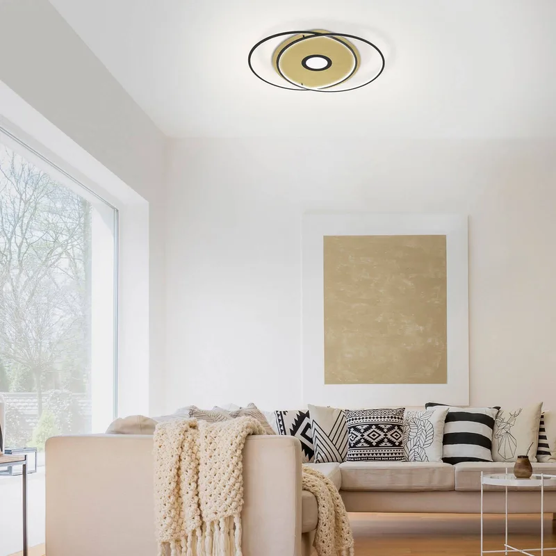 Paul Neuhaus Q-AMIRA LED-taklampa oval, svart från Q-Smart-Home i Svart, Guld – produktbild 2 av 5