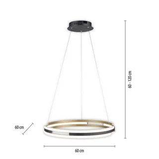 Paul Neuhaus Q-Beluga LED hanglamp, messing van Q-Smart-Home in Messing mat, Antraciet – productfoto 2 van 4
