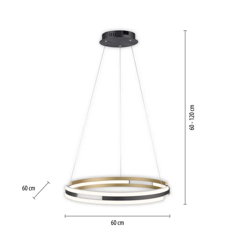 Paul Neuhaus Q-Beluga LED hanglamp, messing van Q-Smart-Home in Messing mat, Antraciet – productfoto 2 van 4