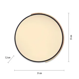 Paul Neuhaus Q-BILA LED plafondlamp, zwart/eiken van Q-Smart-Home in Zwart, Eiken, Wit – productfoto 3 van 5