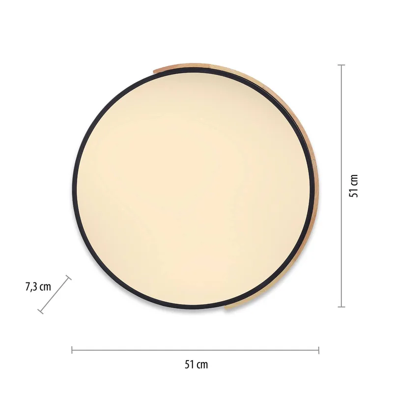 Paul Neuhaus Q-BILA LED plafondlamp, zwart/eiken van Q-Smart-Home in Zwart, Eiken, Wit – productfoto 3 van 5